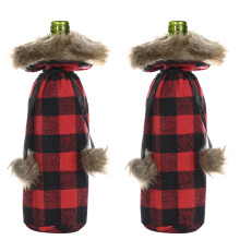 Vintage Charm Decorations, Washable Reusable Fabric Christmas Knit Cap Wine Bottle Cover, Embellishes Wine Bottle For Holiday Cheer Additions (Standar