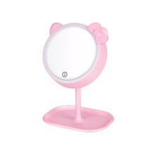 Specchio compatto color rosa ciliegio con luce LED ricaricabile e 3 modalità di illuminazione per il tuo beauty case portatile.