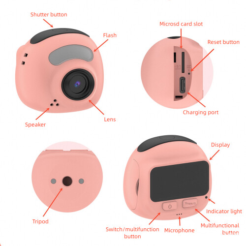 Creatieve tool voor tieners Dense Rose digitale camera 720P-64G 1