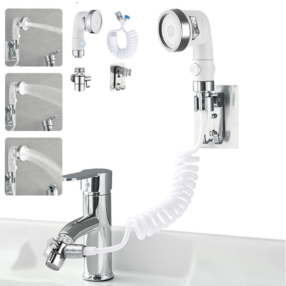 Handheld Sprayer For Sink Faucet, Adjustable Sprayer Settings With Faucet Aerator 3 Way Diverter, Water Saving Design Retractable Spring Hose For Bath 9061222204936