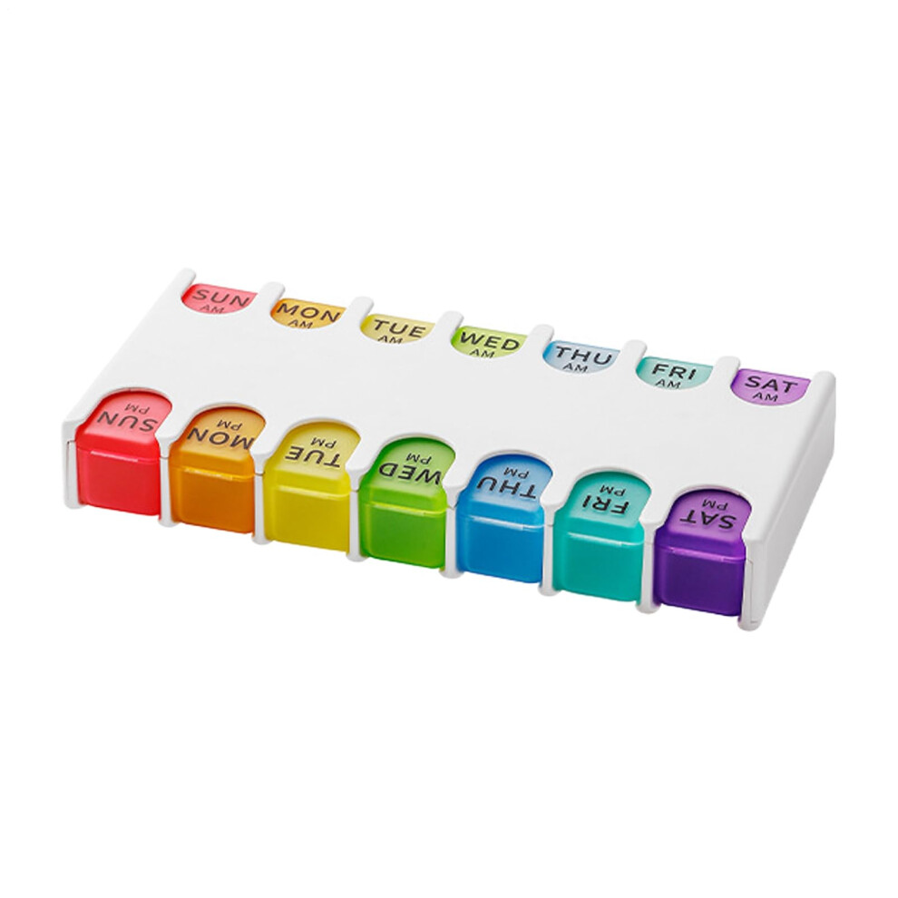 Travel Pill Organizer, 7Day, 14Compartment Portable Medicine Dispenser For Kids And Adults, Home Travel