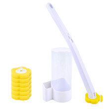 Wall Mounted Portable Toilet Brushes, Disposable Toilet Cleaning System with Ergonomic Handle and Fresh Scent Foam, Bathroom Long Handle Cleaning Set