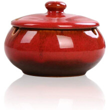 Ceramic Ashtray for Indoor Outdoor Use, Windproof Cigar Accessories with Lids, Unique Design Elegant Decoration for Home Office Patio, Anti-Skid Botto