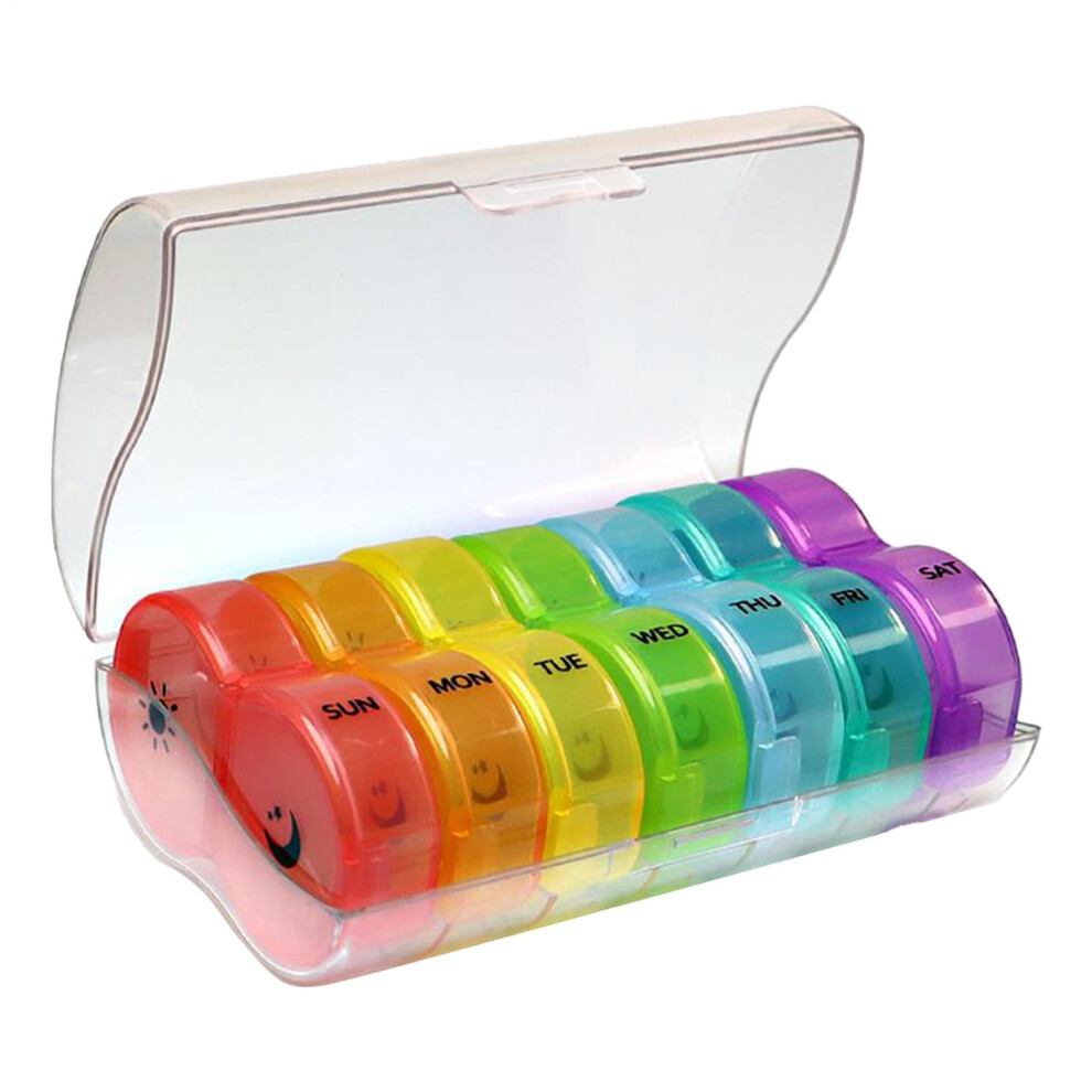 Pill Container Portable Daily Pill Organizer Colorful Transparent Supplement Box For Medication Reminder Travel Seniors