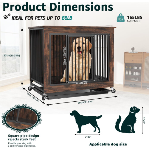 Wooden Dog Kennel  Removable Top & Pull-Out Tray 1