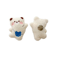 Fashionable Apparel Bag Badge Pins with Bear-Milky white