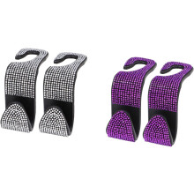 4 ganci per sedile auto con strass - Decorazione con strass di cristallo per interni alla moda, compatibilità universale con le auto, organizer