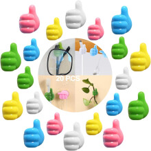 Ganchos de parede criativos em formato de polegar, 20 unidades, ganchos de silicone autoadesivos para uso multifuncional, perfeitos para organizar