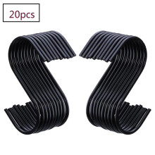 Ganci a S Schwarz, confezione da 20 pezzi, in metallo robusto rivestito in vinile, antiscivolo, ideali per riporre oggetti in armadi e cucine,