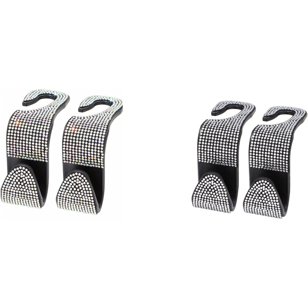 Stylish Car Hangers, 4Pcs Bling Rhinestone Auto Purse Hooks, Universal Backseat Organizers, Quick Install, Durable & Elegant, Max Load 40 Lbs Each, Fi 9454554125404