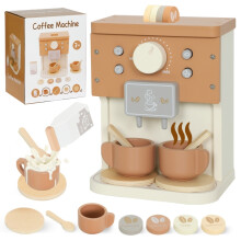Kids Wooden Coffee Machine Toy Pretend Play Gift for Ages 3+