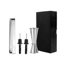 Complete Nonrust Steel Cocktails Tool Set Ice-Black hat silver