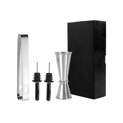 Complete Nonrust Steel Cocktails Tool Set Ice-Black hat silver
