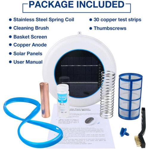 Solar Pool Ionizer  Copper Silver Cleaner for Algae, Reduces Chlorine, Keeps Water Clean White 2
