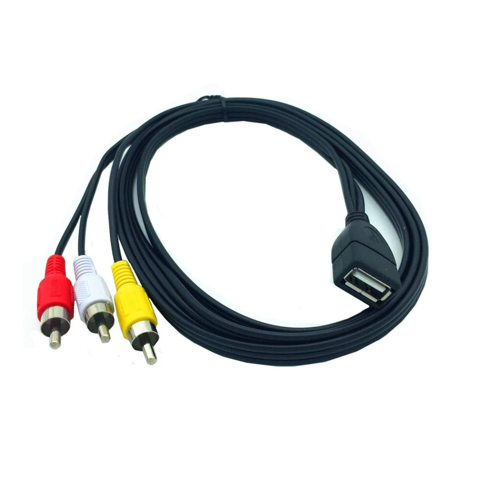 Usb A Female To 3Rca Rgb Male Video Composite Adapter Converter Cable Cord Component 3Rca Cable Rgb Cable 3Rca Plugs 9323874425467