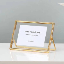 18 x 18 cm Metal Square Photo Frame / Picture Frame for Standing, Gold for Horizontal Display Gold-Horizontal 18.01 x 18.01 cm