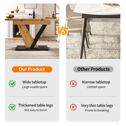 Extendable Dining Table with Wood Grain Finish 2