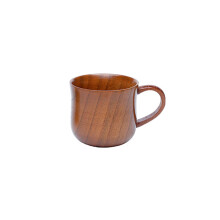 Unique Flared Wooden Cup With Comfort Handle Heatproof