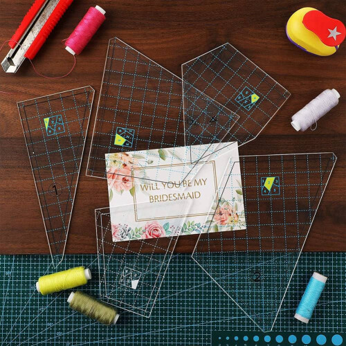 5Piece Quilt Stencil Set, N?Hen Machine Ruler, Make It Yourself Hand Patchwork Quilt Ruler, Quilt Templates, Square Templates 2