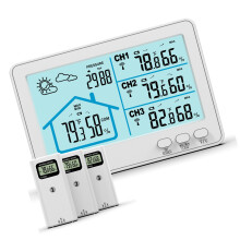 Thermomètres hygromètre sans fil avec écran couleur de-Blanc