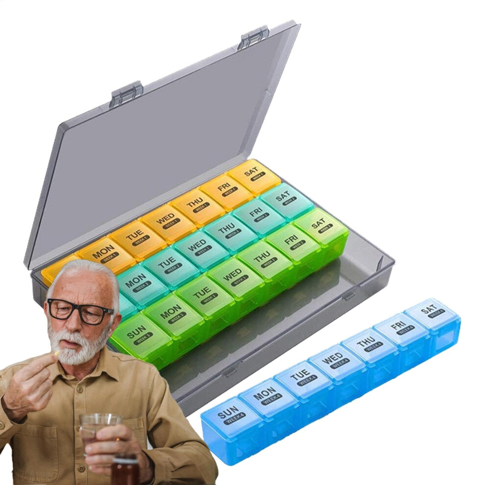 Pill Box Portable 28 Day Pill Case Monthly Pill Organizer Travel Medicine Box Fish Oil Pill Holder