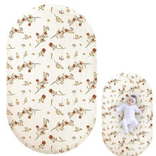 Toddler Bed Gauze Fitted Sheet Red Flowers