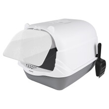 Hooded Litter Tray Cat Toilet with Carbon Filter Kitten Toilet Pet Box Loo Portable with Swing Flap Door Carry Handle Easy Cleaning