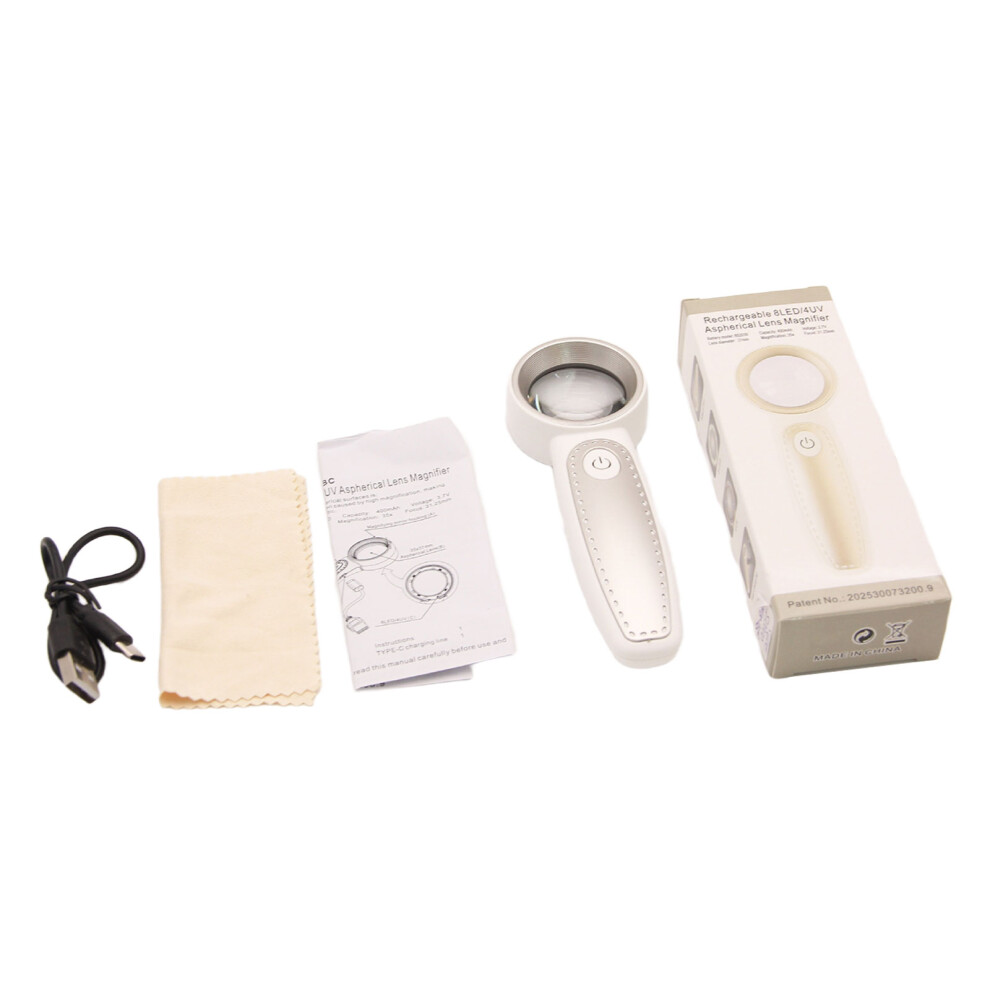 35X Handhelds Reading Magnifying Glass Illuminated- Silver/Gray 7696000954783