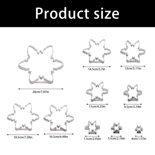 10 Piece Snowflake Cookie Cutter Set Dishwasher Safe Baking Tool 2
