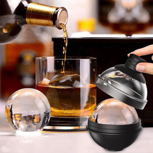 2pcs Ice Cubes Moulds Set Large Silicone Round Ice-light gray 2