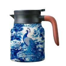 1000ml Teas Steeper Pot Thermal Flask with-blue and white peaco