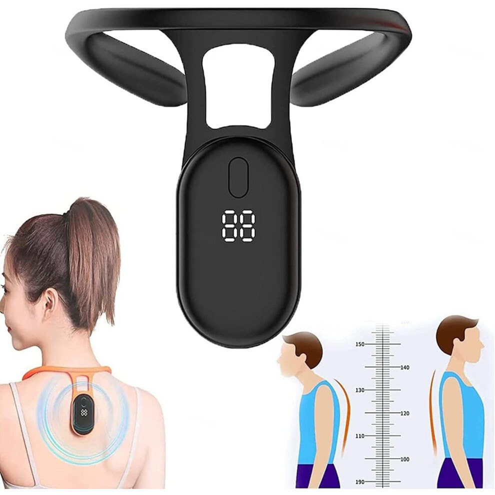 Black Smart Posture Trainer, Vibration Reminder, Hunchback Posture Corrector, Adjustable Back Support,