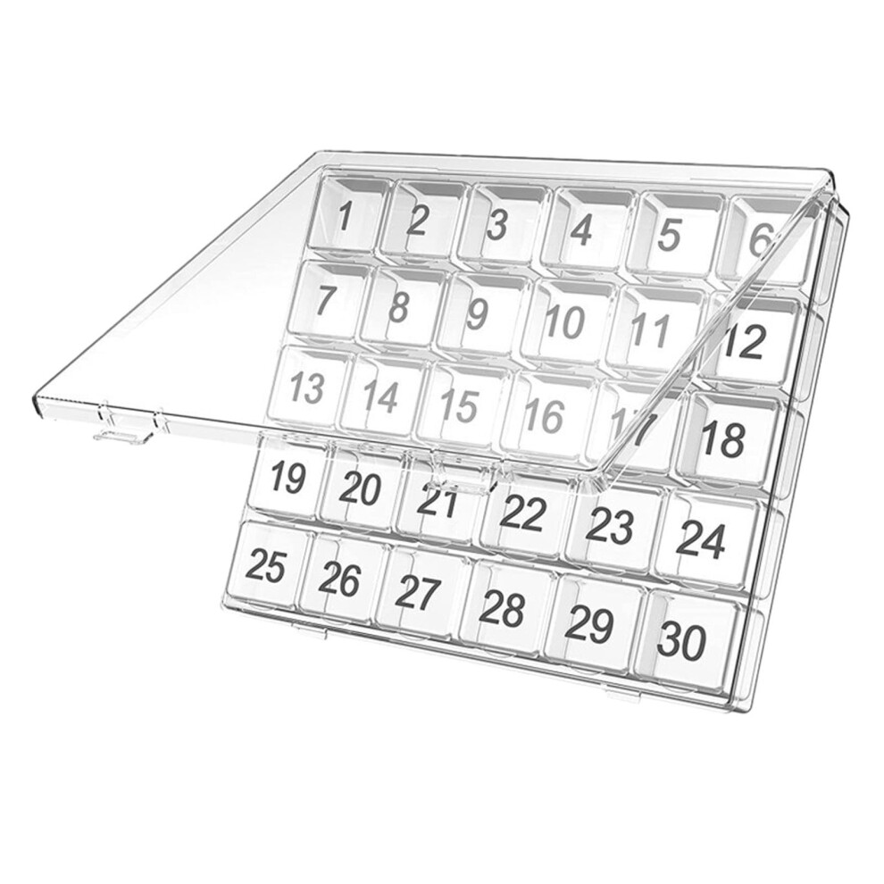 Travel Pill Organiser, Monthly Pill Storage, Transparent Pill Box, Large Compartments, PressOpen Medication Organiser