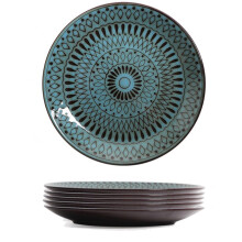 Ceramic Plate Set, Porcelain Dessert Plates, MicrowaveSafe for 5 People, Green