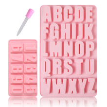 Moules alphabet en chocolat PP, 26 cavités, lettres et chiffres,