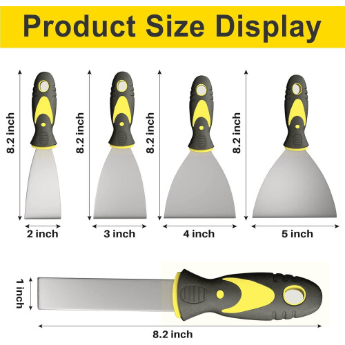 5-piece scraper set, spatula tool for removing wallpaper, decals, drywall, and plaster 1