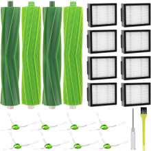 Accessories for iRobot Roomba i7 i7+ / i7 Plus E5 E6 E7 robot vacuum cleaners, spare parts kit with 4 rubber brushes, 8 HEPA filters, 8 side