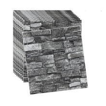 Painéis de parede autoadesivos 3D com efeito tijolo, pedra artificial (preto, 20 peças)