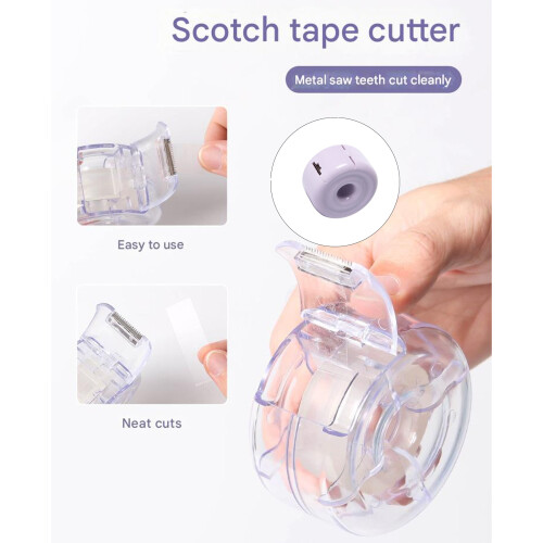 2Pieces Tape Holders with Storage Box and Cutter Set for-White 1