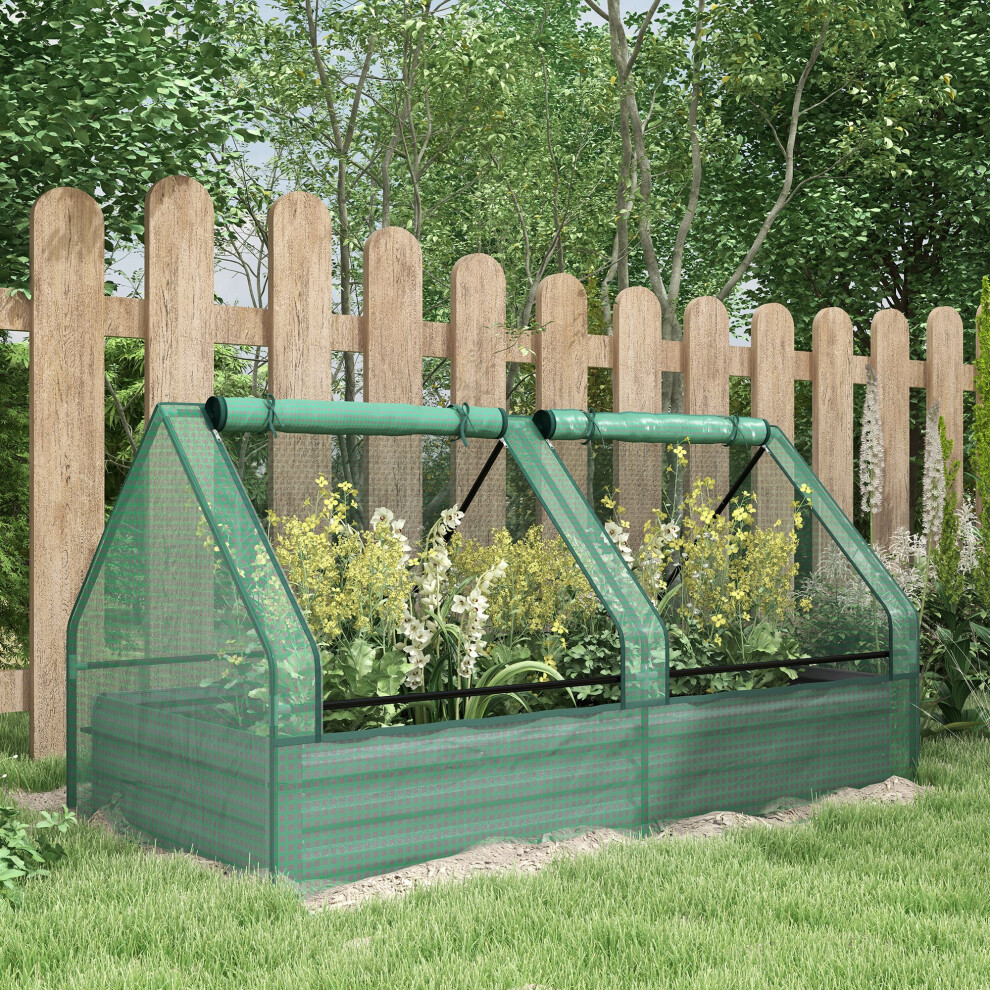 B&Q - Raised Garden Bed Planter Box With GreenhouseGreen And Dark Grey - Image 4