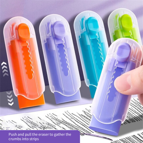 4Pcs Candy Color Sliding Action Eraser Retractable Pencil Eraser 1