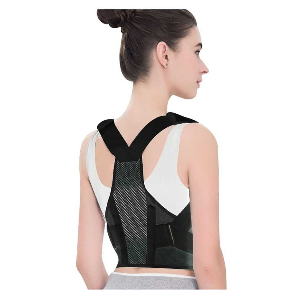 Black Adjustable Sitting Posture Correction Belt Antihunchback Strap Posture Support Back Pain Belt Men Women Large