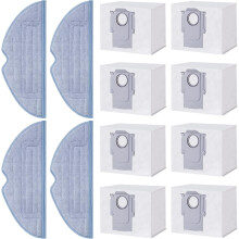 Dust bags, mop cloths for Roborock S7 MaxV Ultra/ S7 Pro Ultra, 8 dust bags, 4 mop cloths, accessory set, spare parts for robot vacuum clean