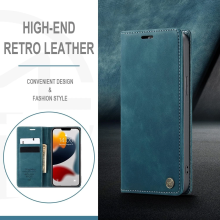 For iPhone 14 Wallet Case Leather Flip Stand Case Cover Card Blue