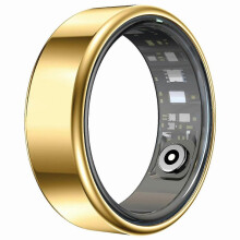 Anel Inteligente R99 (Dourado #8 18,2 mm) com Estojo de Carregamento, Monitoramento de Frequência Cardíaca, Oxigenação Sanguínea e Sono - Do
