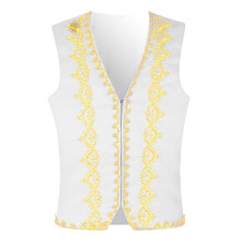Prince Costume Vest, Men's Sleeveless Medieval Steampunk Gothic Waistcoat, White, FrontOpen, Breathable, XXL
