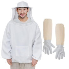 Bee Suit Jacket Unisex PunctureResistant Beekeeping Jacket With Veil Hat And Sheepskin Gloves Size L