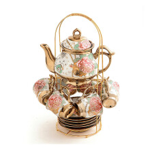 Bone China Tea Cup Set For 6, Tea Cups And Saucers, Floral Vintage European Afternoon Tea Set For Home Kitchen Wedding