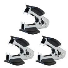 3Pcs Ergonomic Grip Staple Remover Heavy Duty Metal-Black
