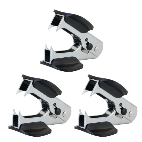 3Pcs Ergonomic Grip Staple Remover Heavy Duty Metal-Black
